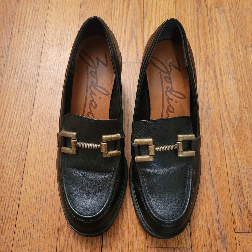 Zodiac‎ 8 Loafers Black Lug Sole Chunky Block Heel Horsebit GEMMA Retro Academia